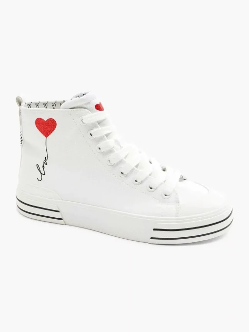 Witte Hoge Canvas Sneaker Hartje