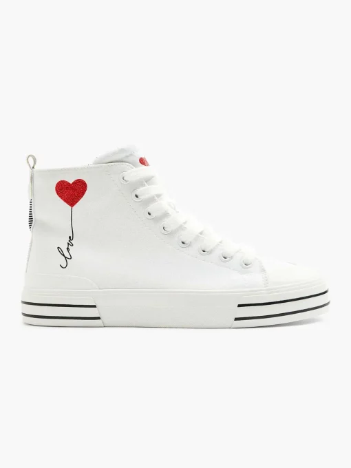 Witte Hoge Canvas Sneaker Hartje