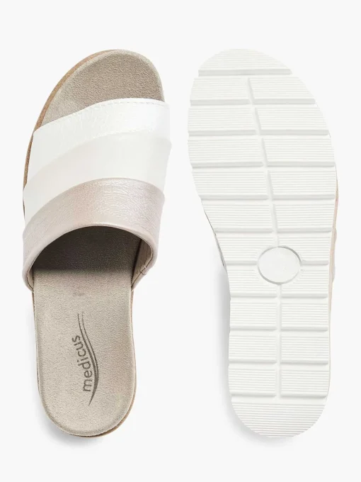 Witte Leren Comfort Slipper