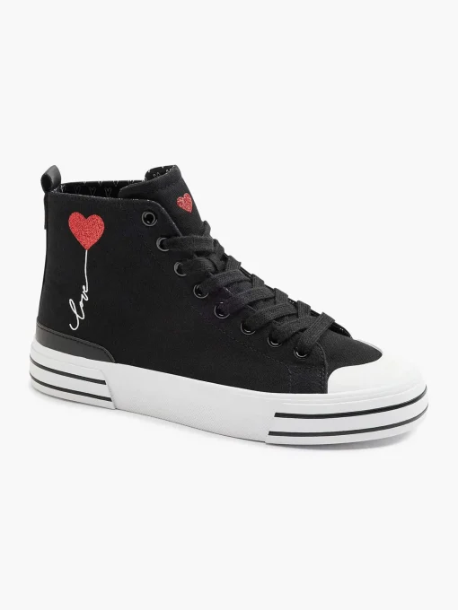 Zwarte Hoge Canvas Sneaker Hartje