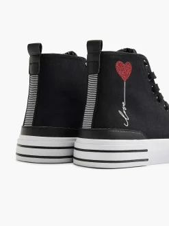 Zwarte Hoge Canvas Sneaker Hartje