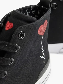 Zwarte Hoge Canvas Sneaker Hartje