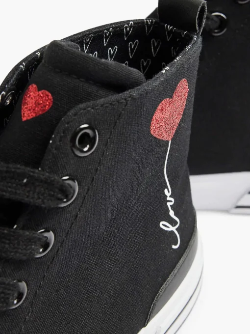 Zwarte Hoge Canvas Sneaker Hartje