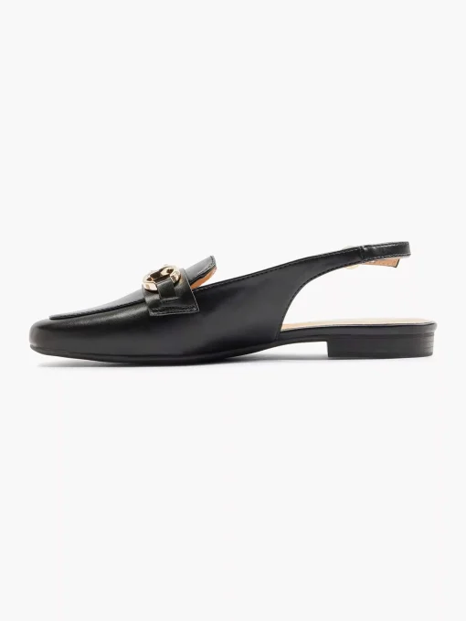 Zwarte Platte Slingback Sierketting