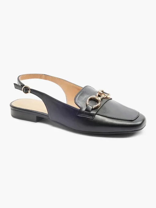 Zwarte Platte Slingback Sierketting