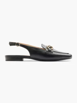 Zwarte Platte Slingback Sierketting
