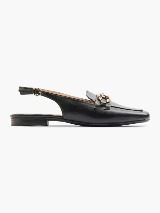 Zwarte Platte Slingback Sierketting
