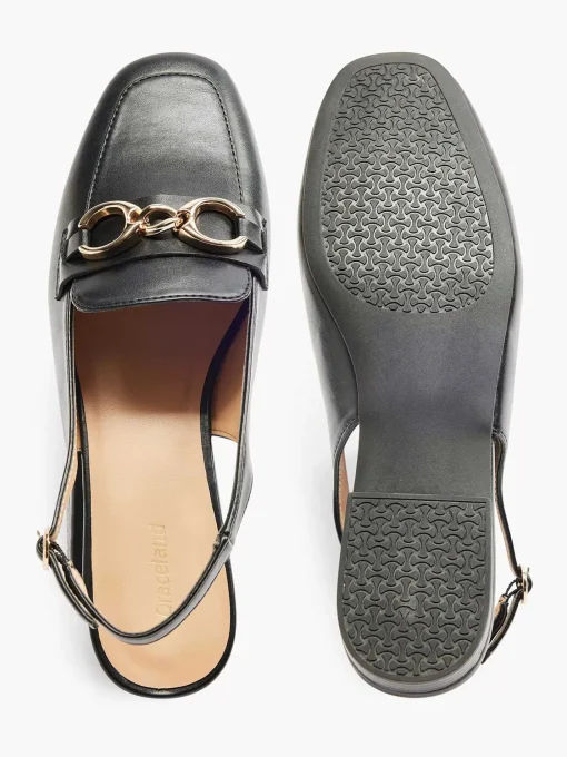 Zwarte Platte Slingback Sierketting